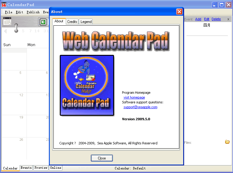 Web Calendar Pad v2010.1.11