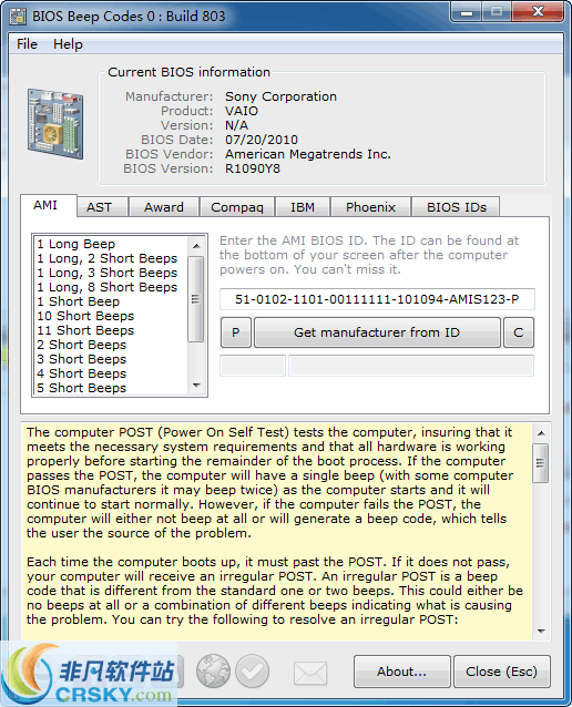 BIOS Beep Codes v0.8.0.807