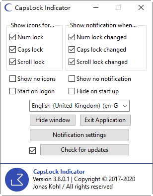键盘指示灯软件CapsLock Indicator v3.8.0.6