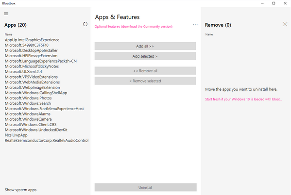 Bloatbox(预装软件卸载工具) v0.20.3