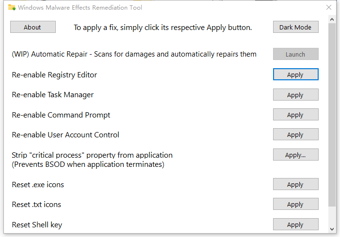 Windows Malware Effects Remediation Tool v1.7