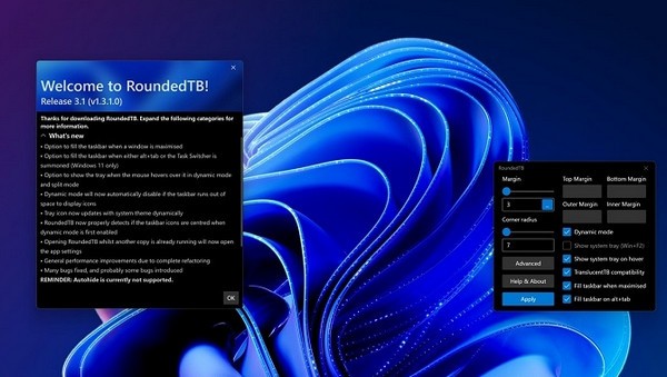 roundedTB(win11任务栏设置) v3.6