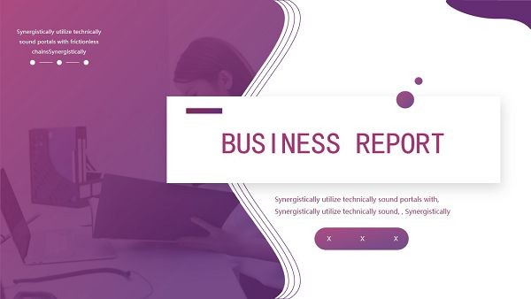 时尚紫色渐变背景欧美商务PPT模板 v2.59
