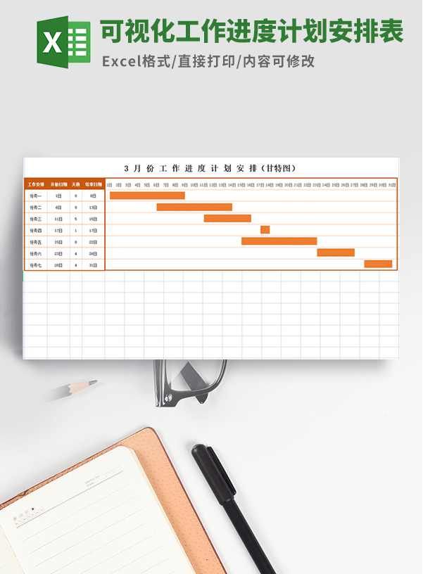 可视化工作进度计划安排表模板 v2.35